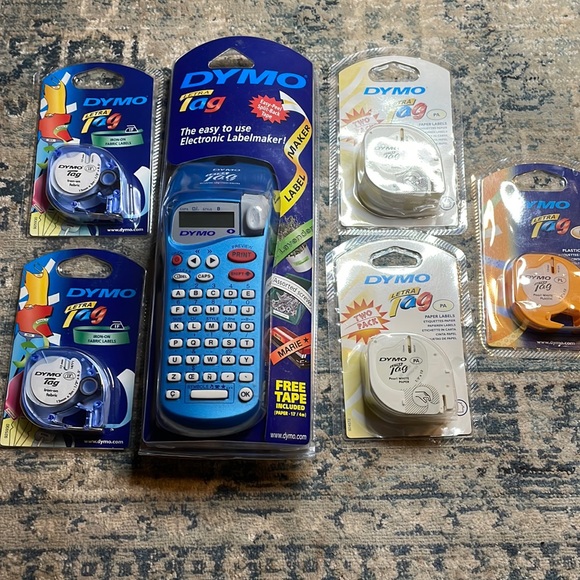 NIB Dymo Letra Tag Electronic Label Maker + Paper, Iron-On & Plastic Labels